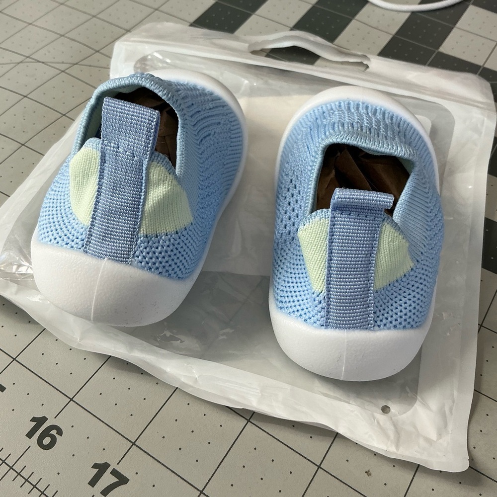 Light Blue Knit Slip-On Sneakers - Picture 4 of 6